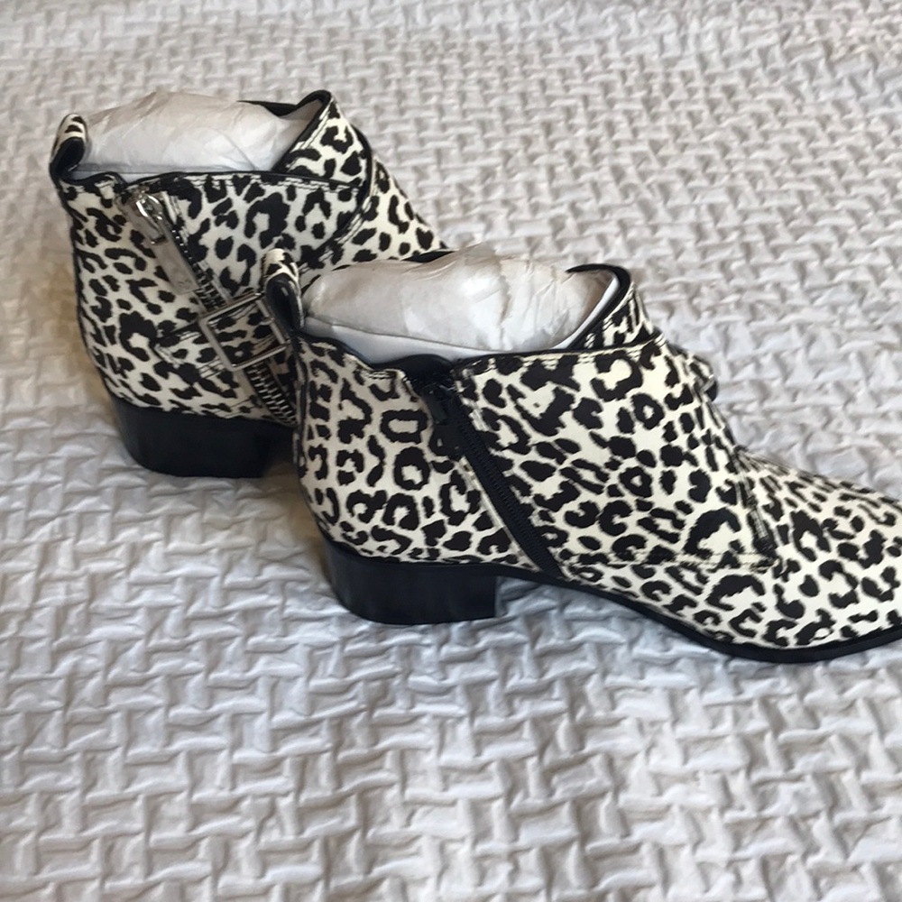 Marc Fisher Black and White Leopard Ankle Boots